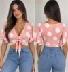 Modelagem de Cropped Laço com botões