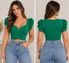 Modelagem de Cropped Trançado Manga Princesa