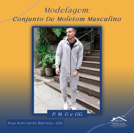 MODELAGEM CONJUNTO MOLETOM COM ZIPER MASCULINO