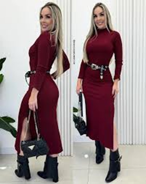 Modelagem Vestido Gola Alta Manga curta e longa